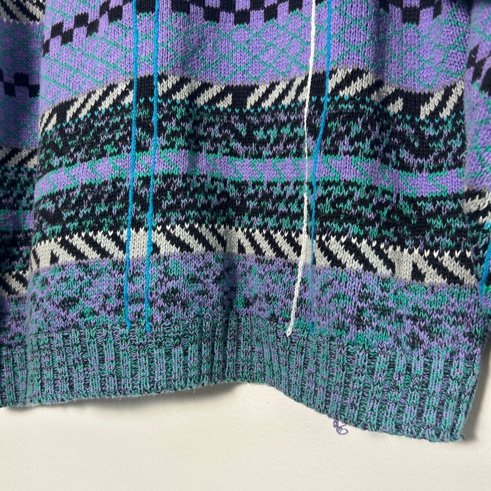 Vintage retro 80s 90s funky colorful sweater ~ pullover cozy crewneck - Picture 8 of 8